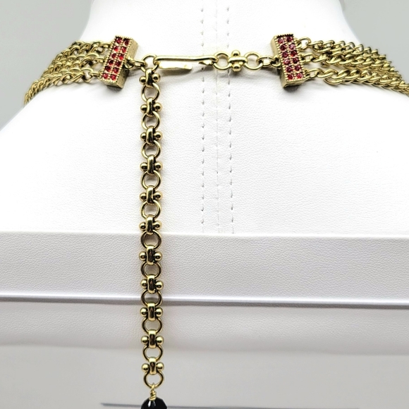 Heidi Daus Garnet + Diamond Swarovski Crystal Heart and Gold Chain Necklace - Picture 10 of 12